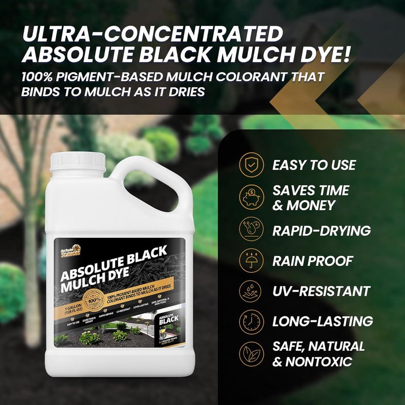 Not Rocket Sciences 1 Gallon Absolute Black Mulch Dye - Covers up to 10,000 sq. ft., Liquid Mulch Dye Black, Premium Color, Ideal for Landscaping, Renews Faded Rubber or Wood Chips, Binds as it Dries - Image 2